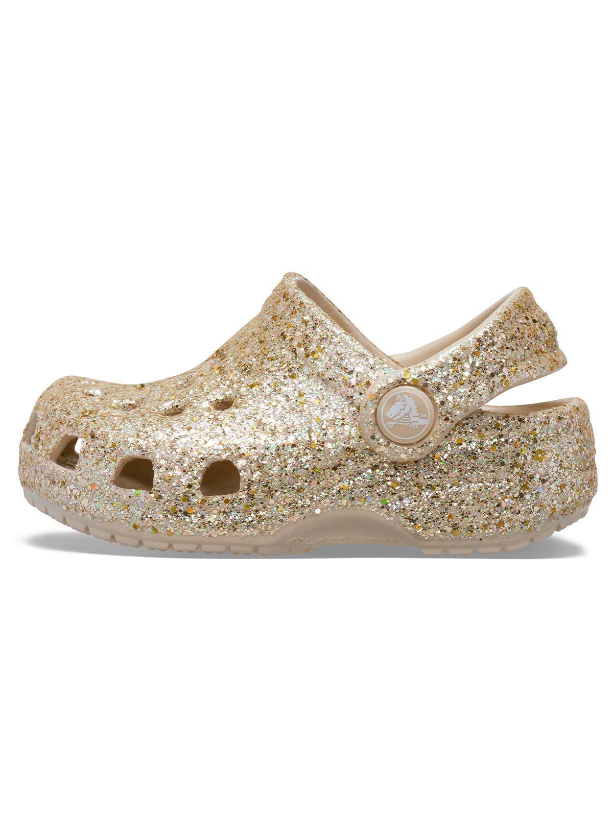 Zueco Bebés Recién Nacidos Glitter Dorado Crocs-6
