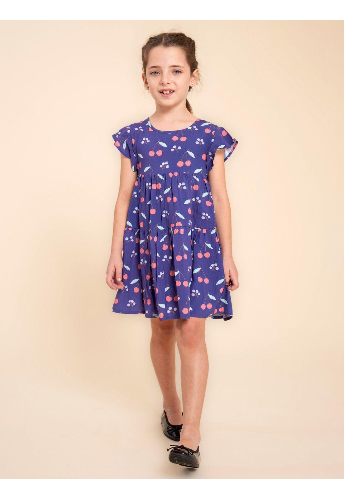 Vestido Niña Cereza Azul-1