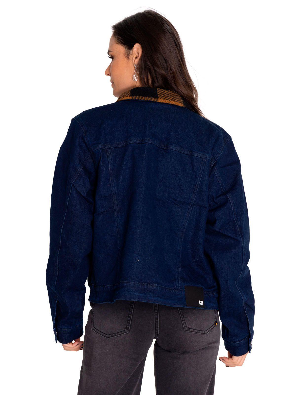 Chaqueta Denim Mujer Denim Plaid-Lined Jacket Azul-3