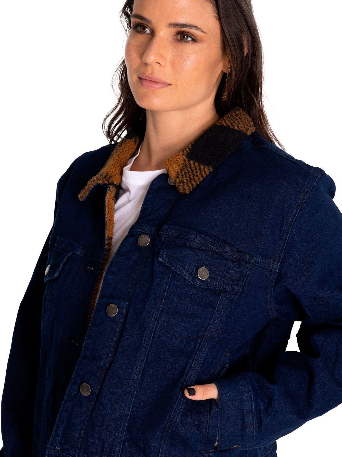 Chaqueta Denim Mujer Denim Plaid-Lined Jacket Azul-4