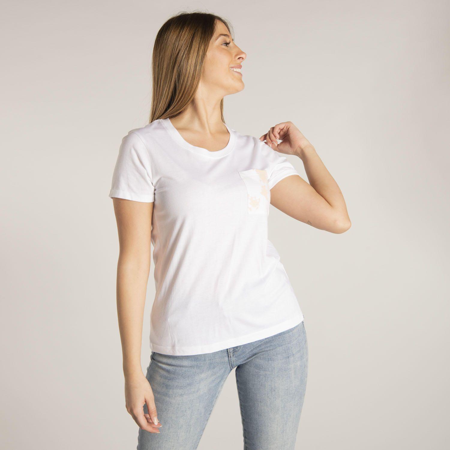 Polera M/C Mujer W Printed Pocket Tee Blanco-1