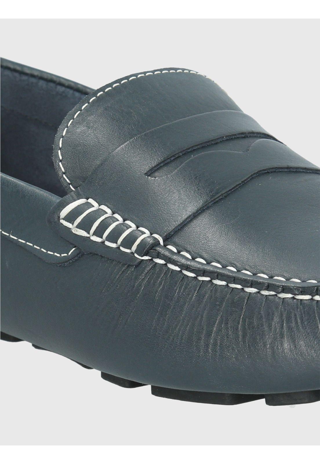 Mocasín Cuero Azul Oscuro Hombre Lotus -6