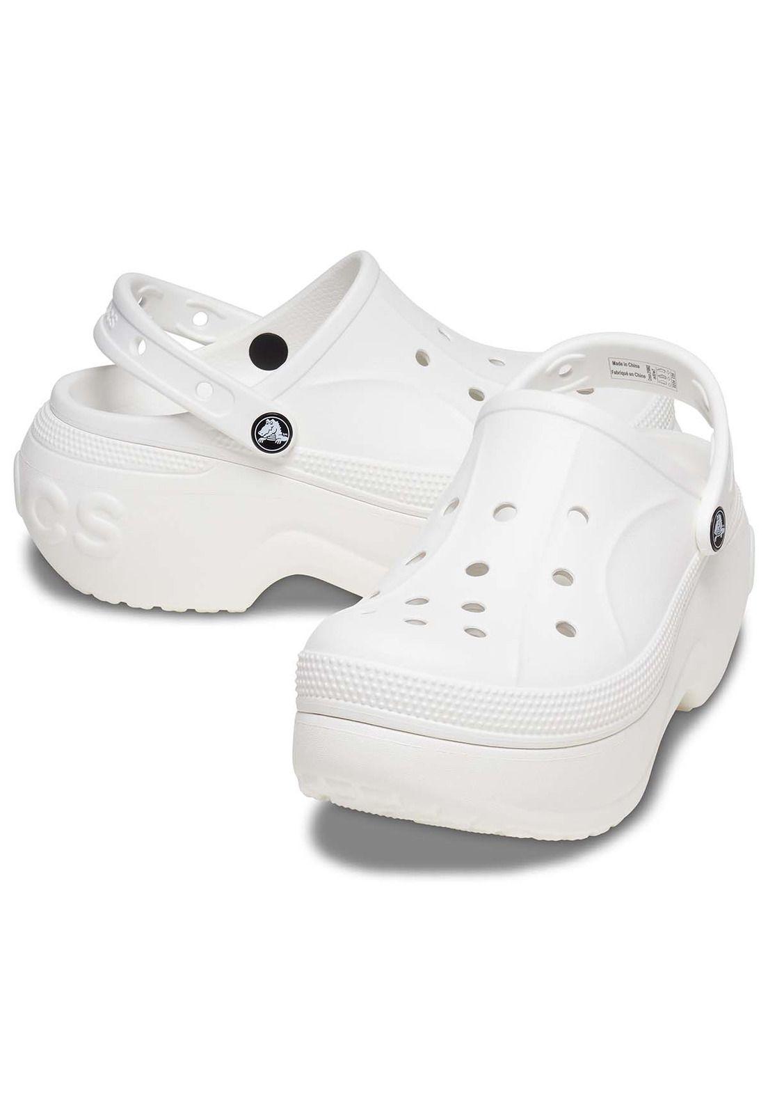 Zueco Crocs Mujer Plataforma Blanco-3