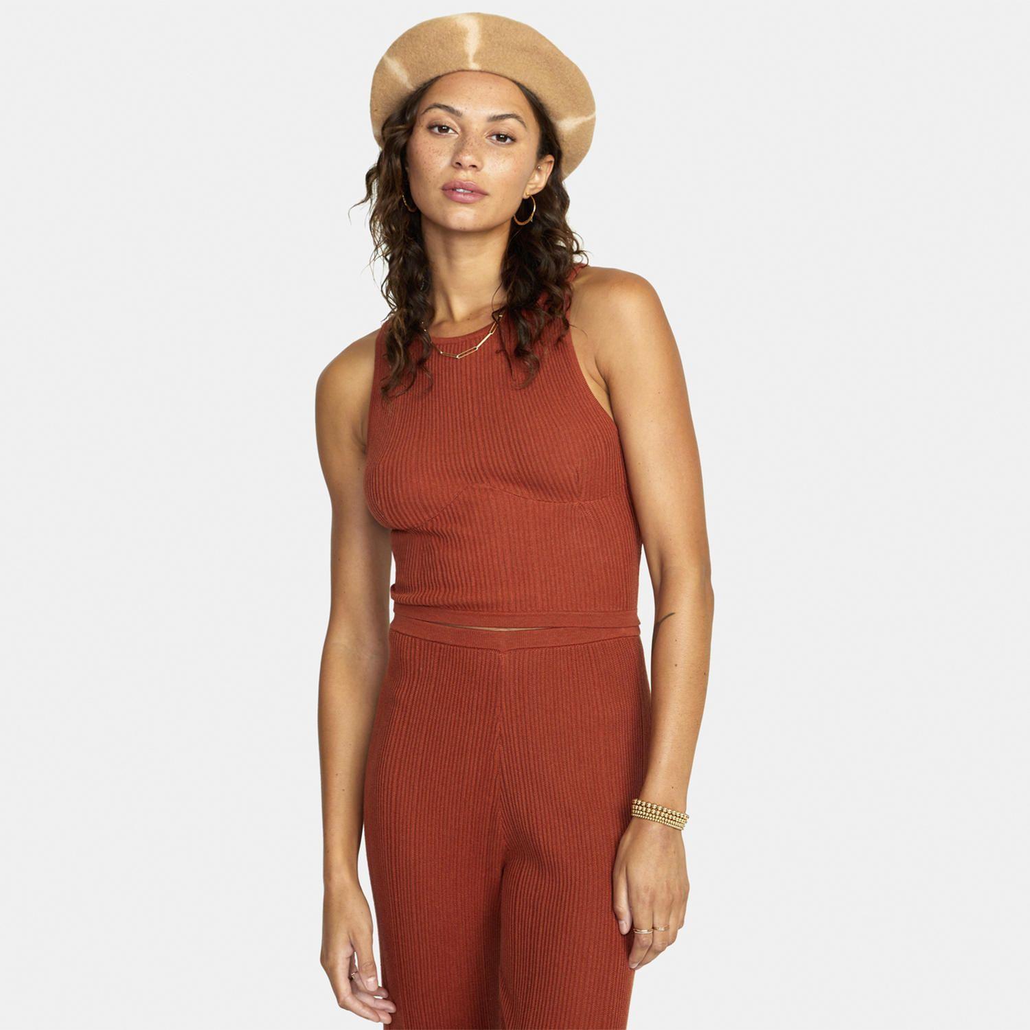Polera S/M Mujer Swerve Crop Tan Bdy Café-0