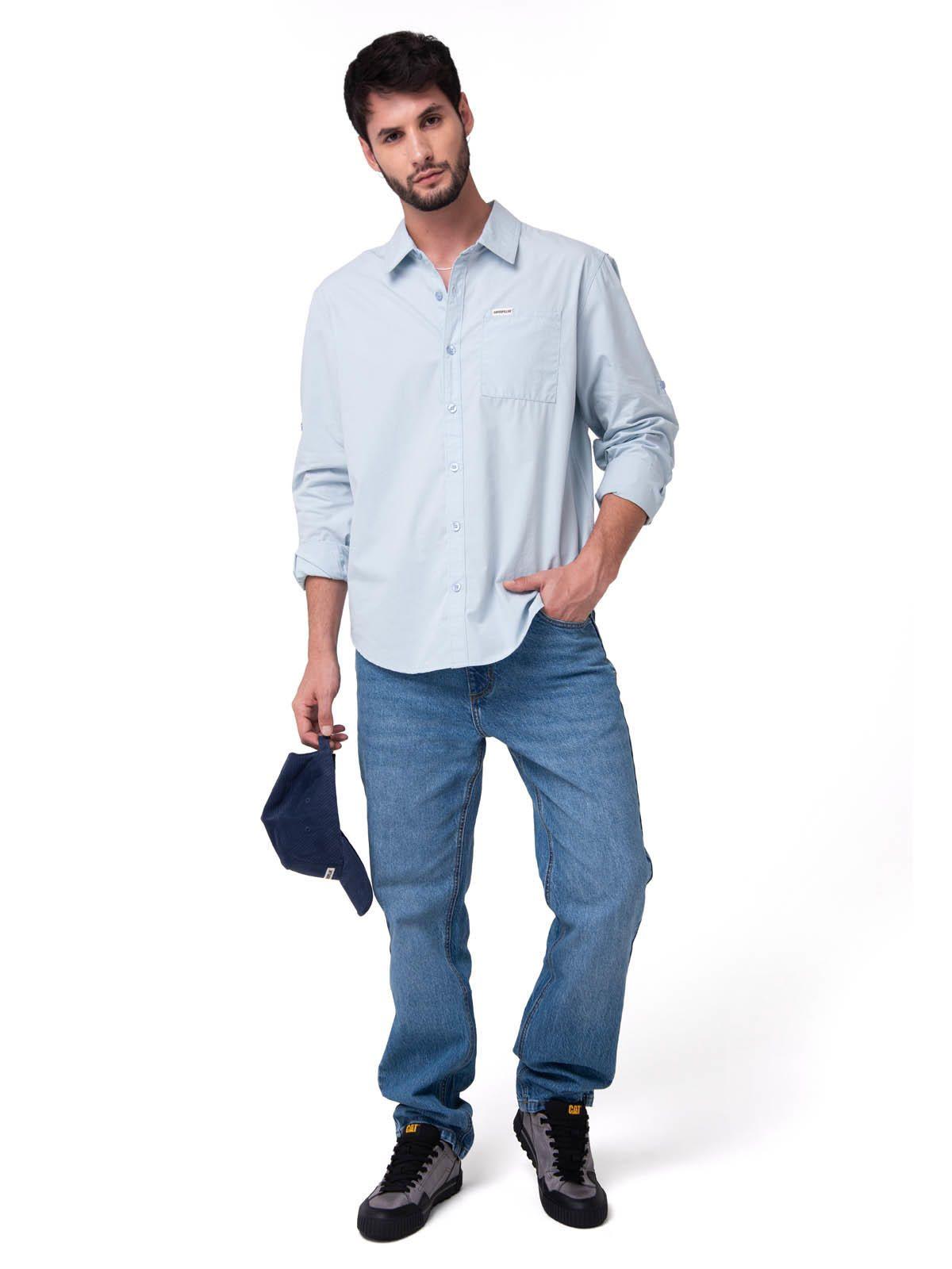 Camisa Hombre Popplin Convertible Celeste-4