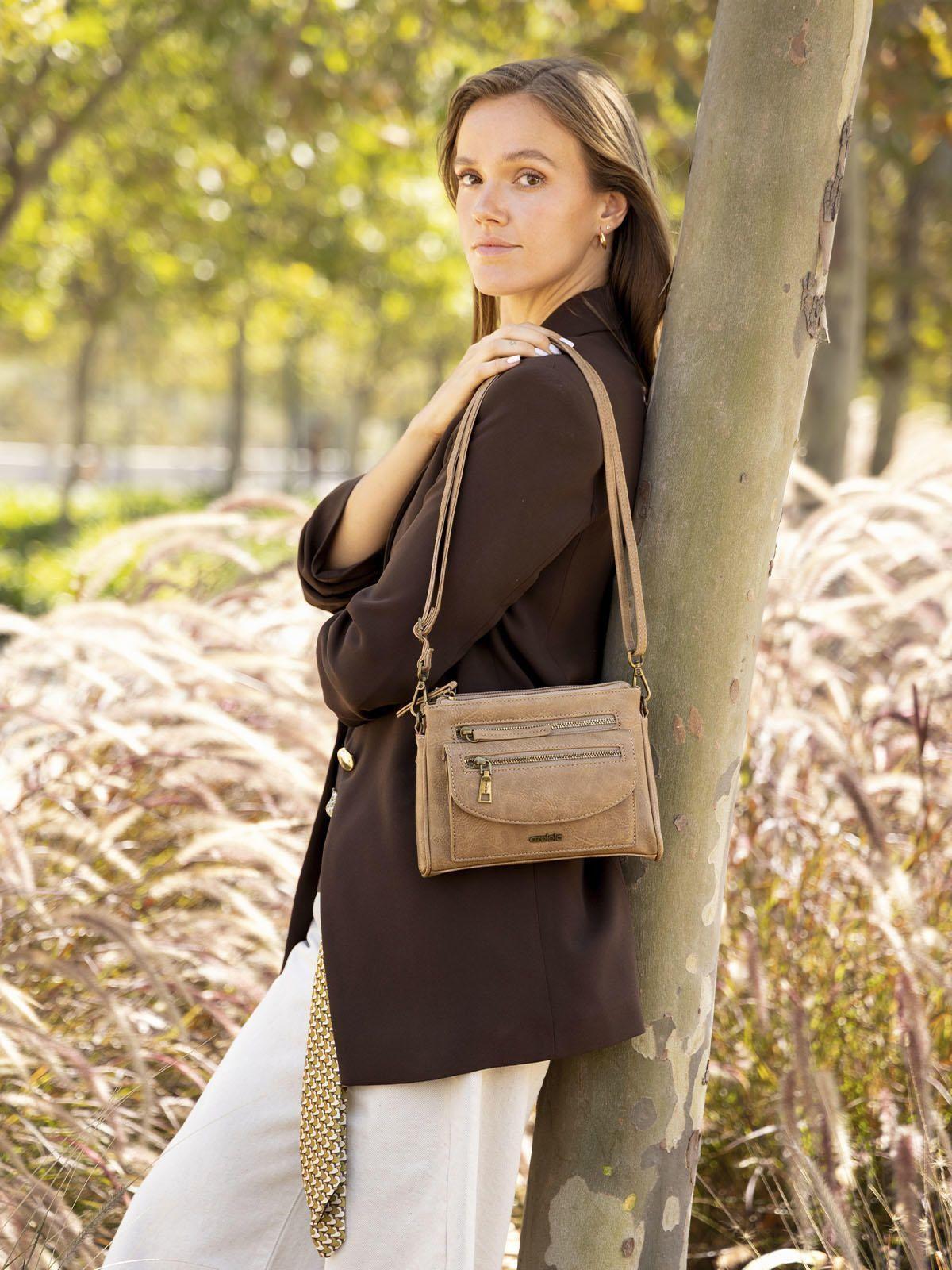 Cartera Mujer Mila Cross Café-1