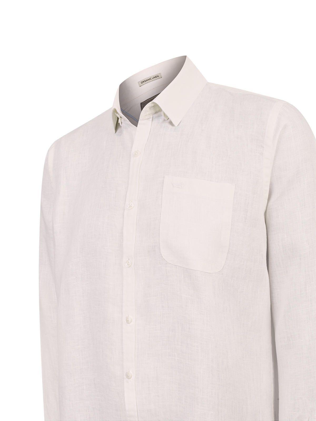 Camisa Lino Orgánico Hombre Claslinen Blanco-3