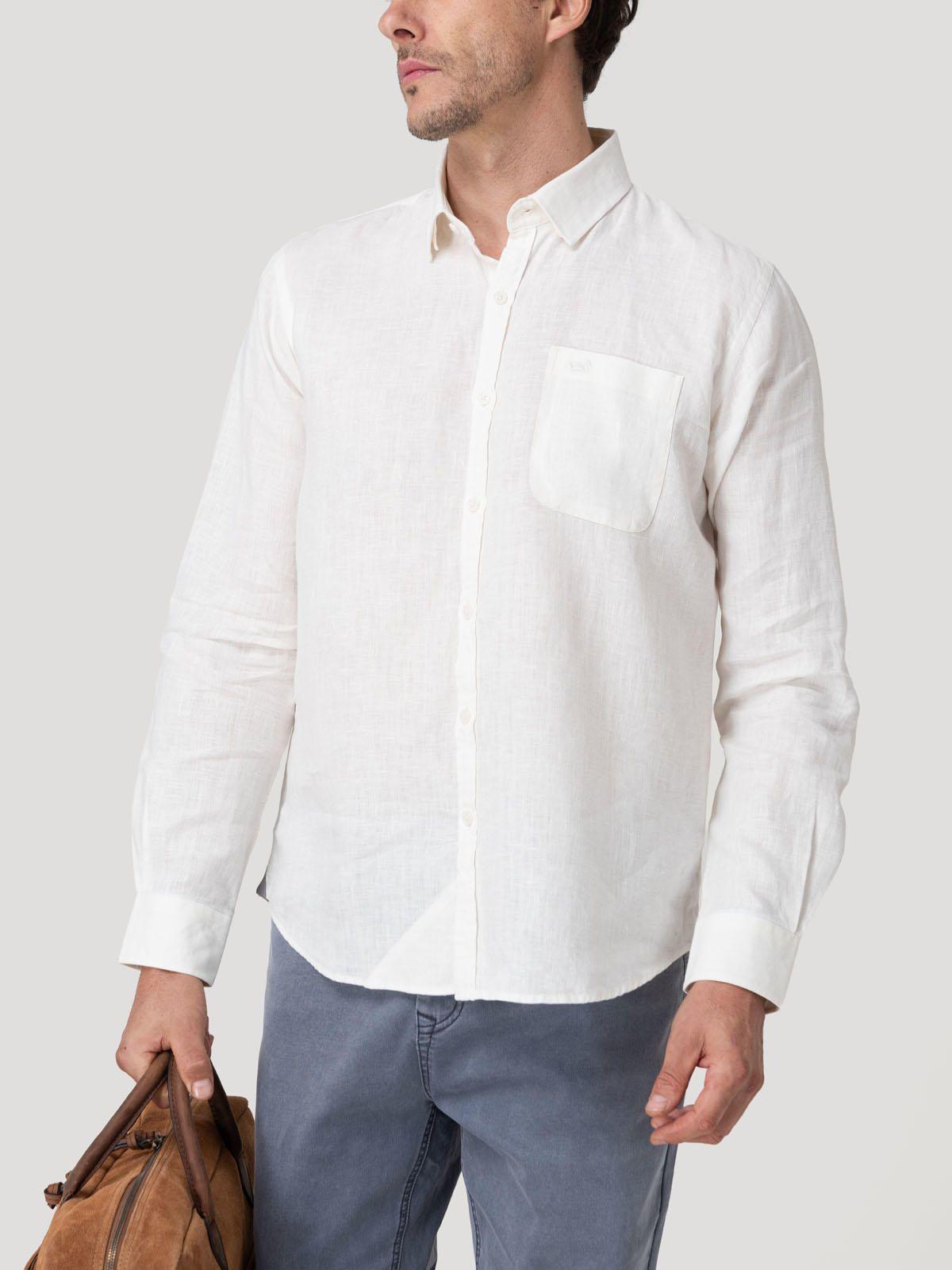 Camisa Lino Orgánico Hombre Claslinen Blanco-4