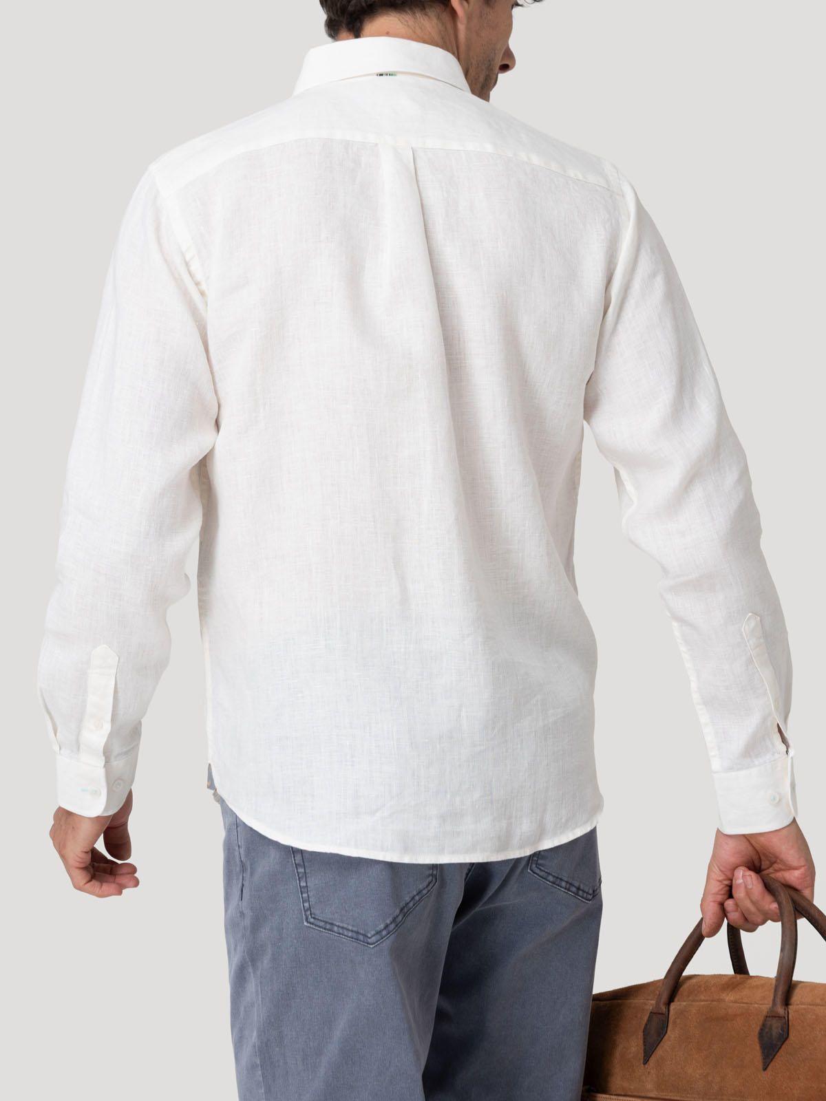 Camisa Lino Orgánico Hombre Claslinen Blanco-5