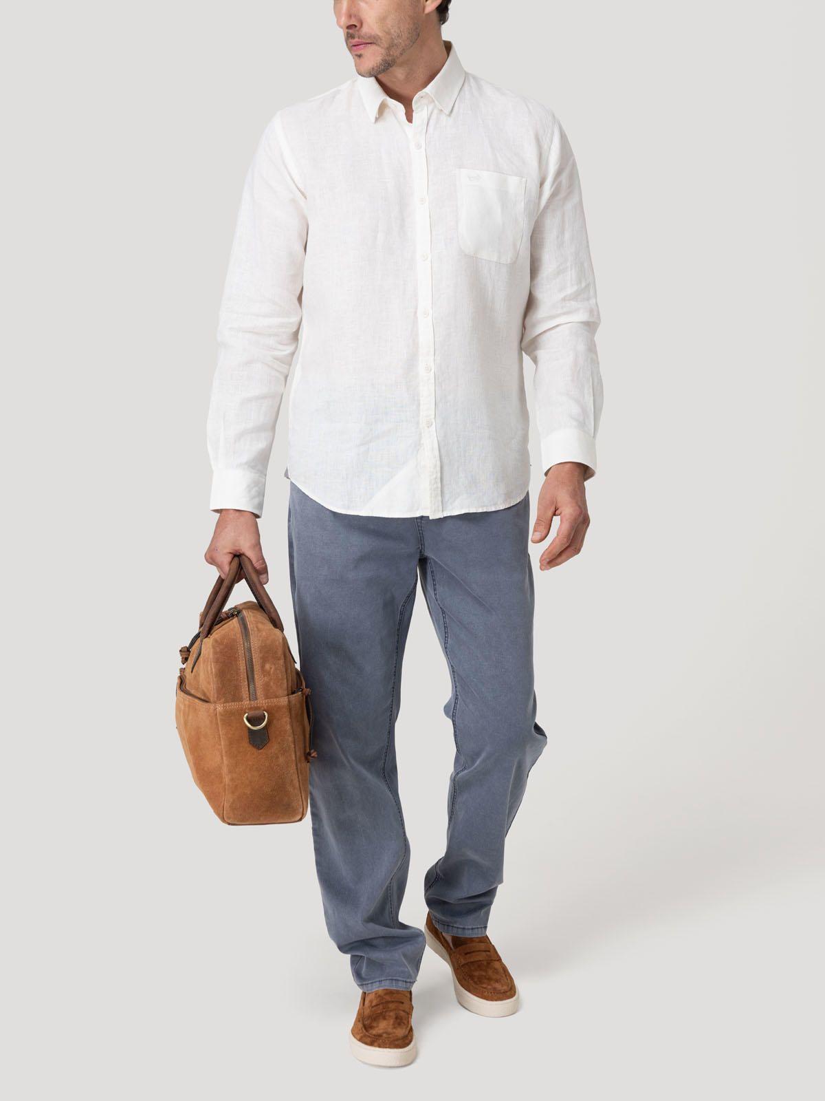 Camisa Lino Orgánico Hombre Claslinen Blanco-7
