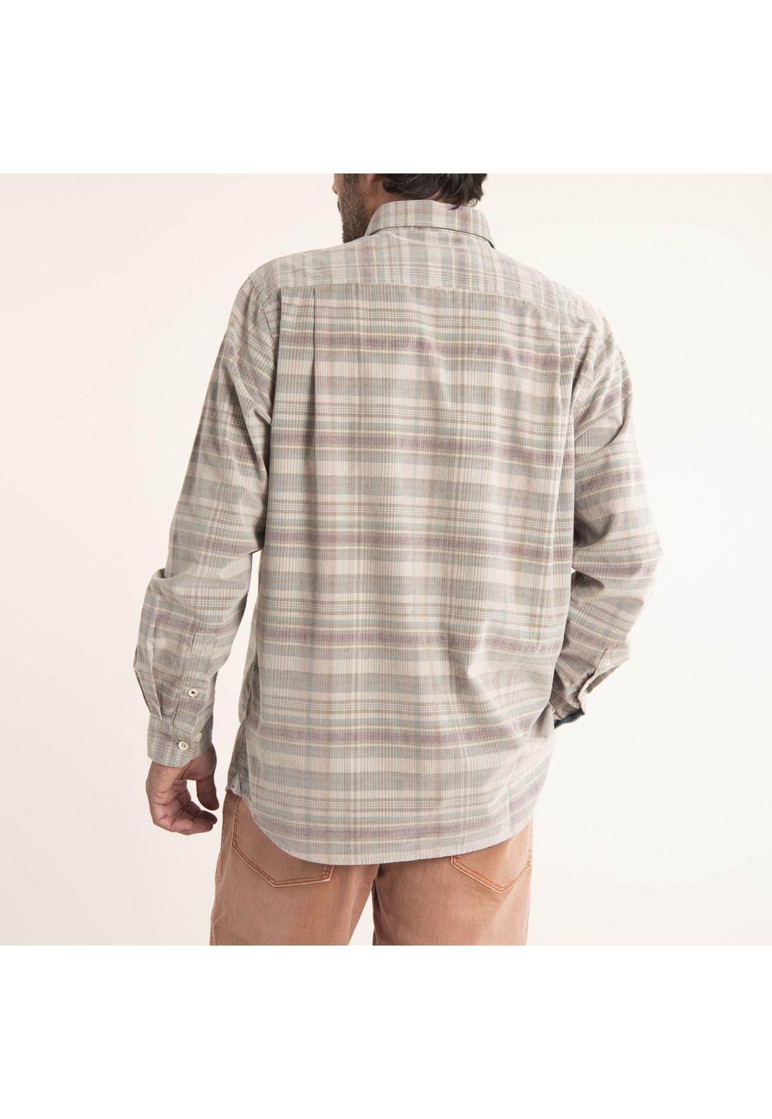 Camisa Hombre Algodón Orgánico Tartancord Gris-3