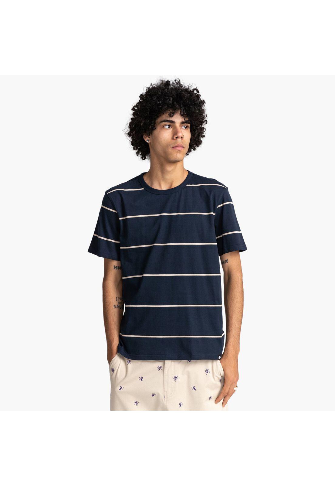 Polera M/C Unisex Olney Stripe Azul Marino-0