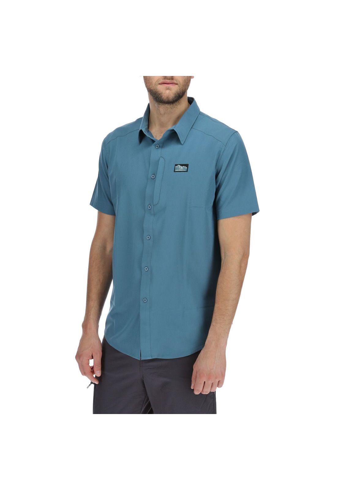 Camisa Hombre M/C Short Hombre Sleeve Tech Shirt Azul Melange-1