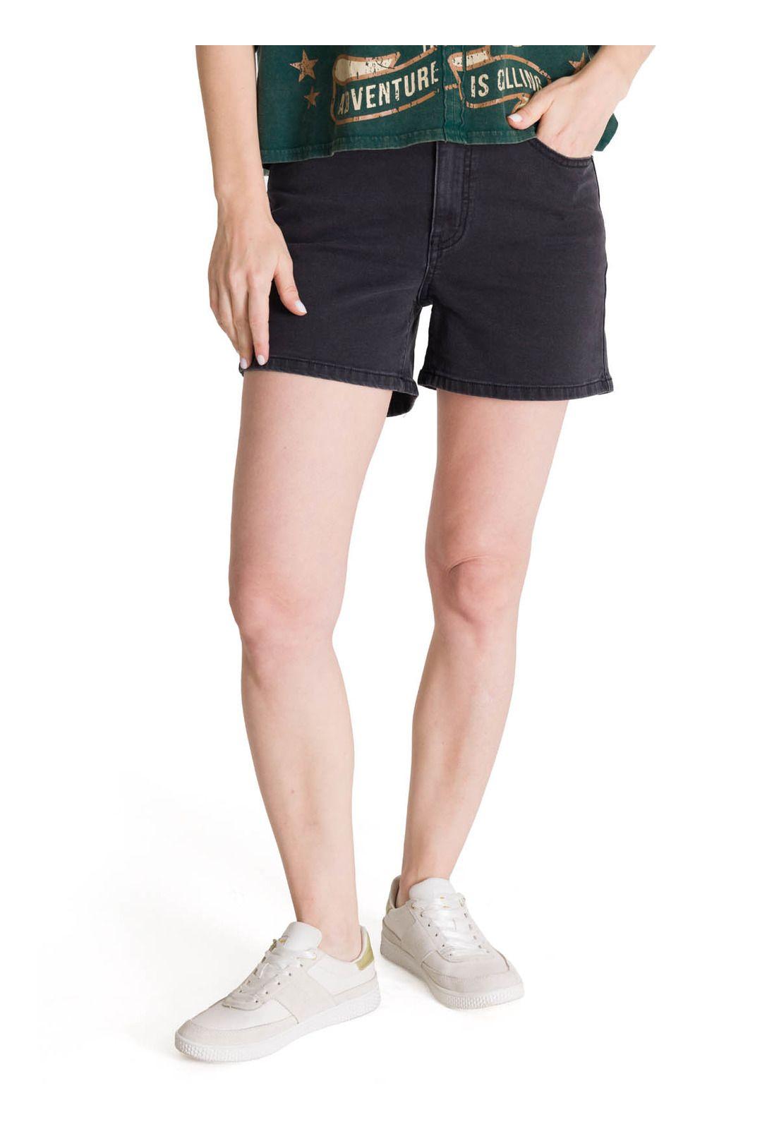 Short Denim Mujer 5 Bolsillos Negro-0