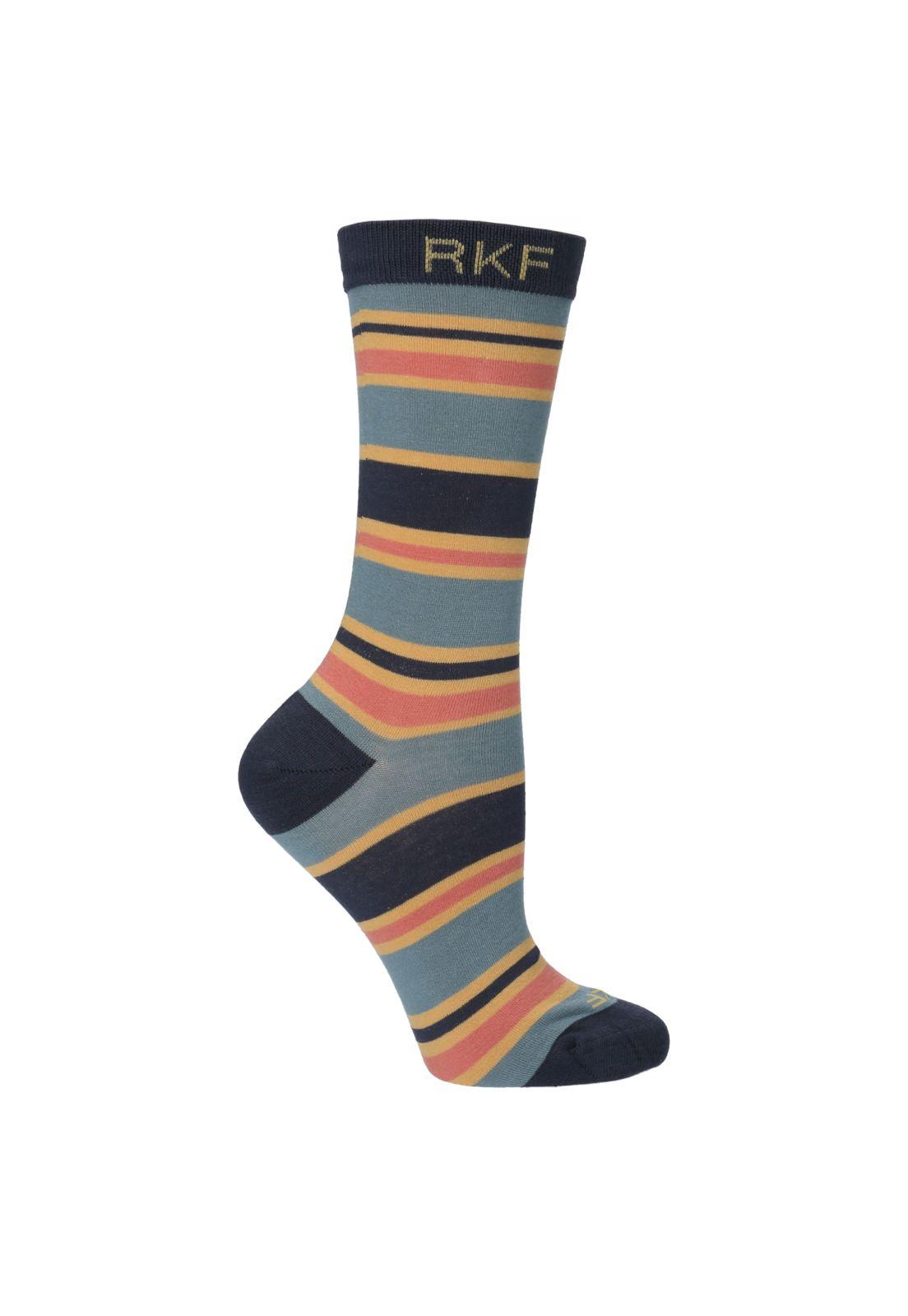 Calcetín Bambú Mujer Raya Azul-0