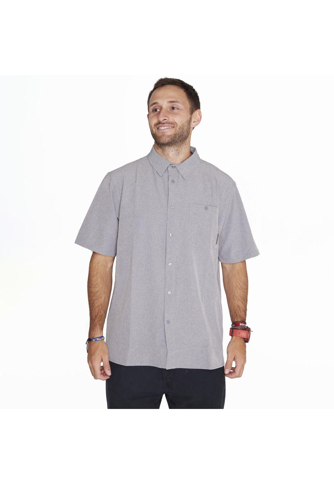 Camisa M/C Sport Shirt Short Sl Gris Hombre-0