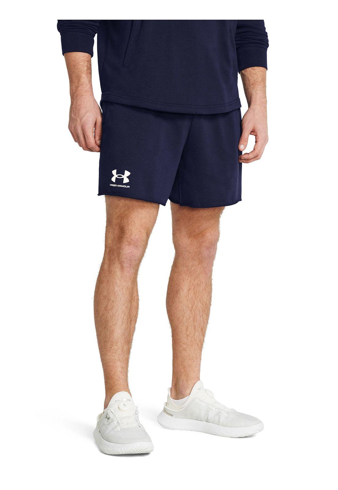 Shorts UA Rival Terry Hombre Azul Marino-3