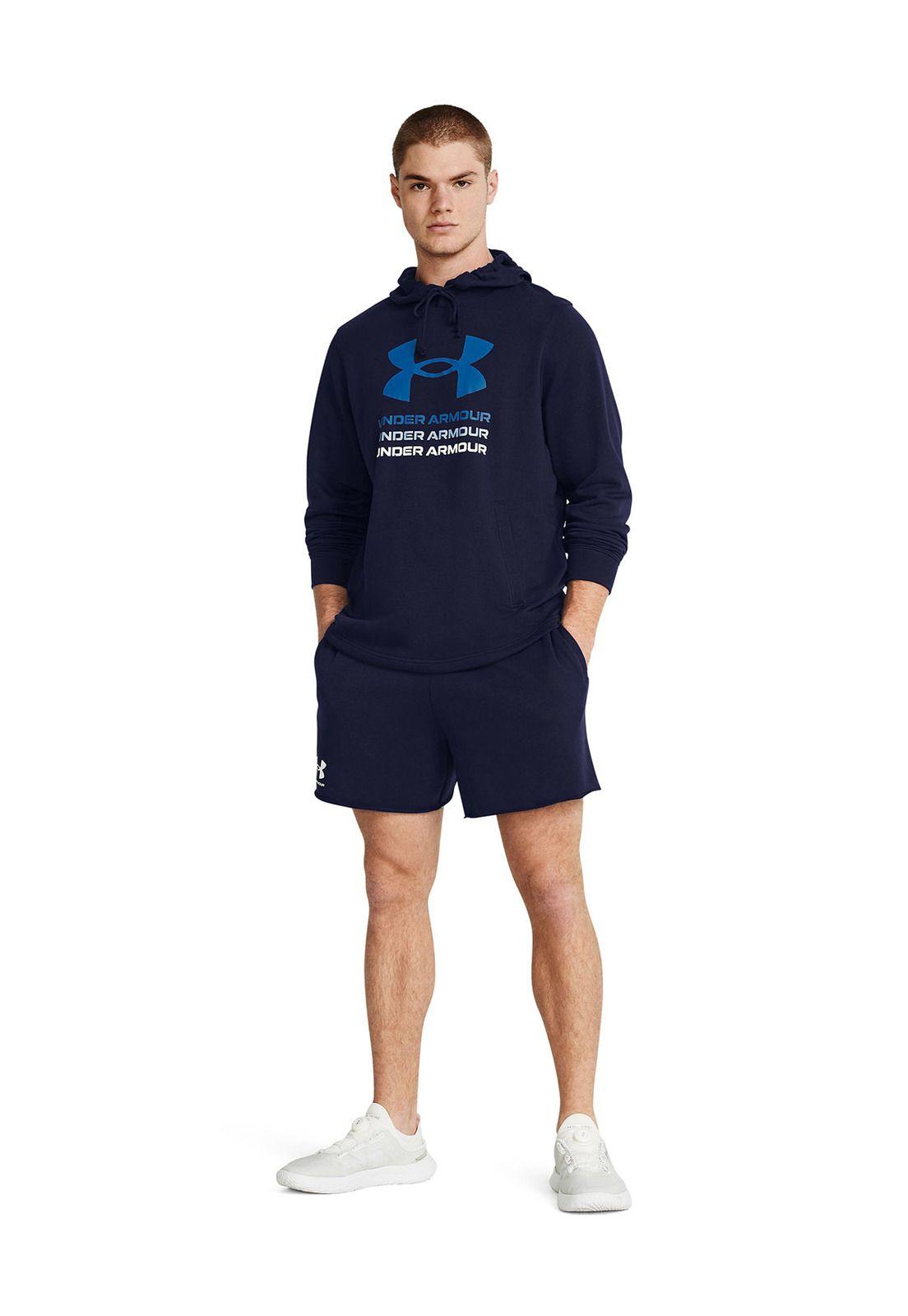 Shorts UA Rival Terry Hombre Azul Marino-5