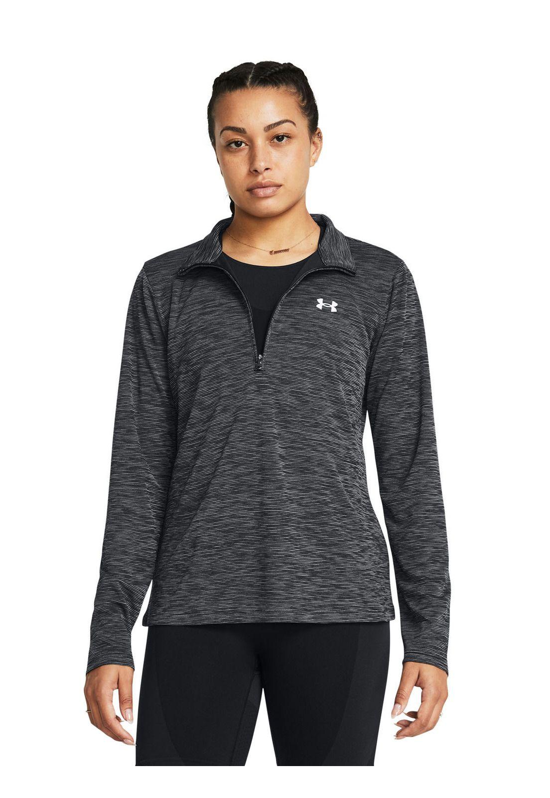 Polerón half zip UA Tech para mujer Negro-3