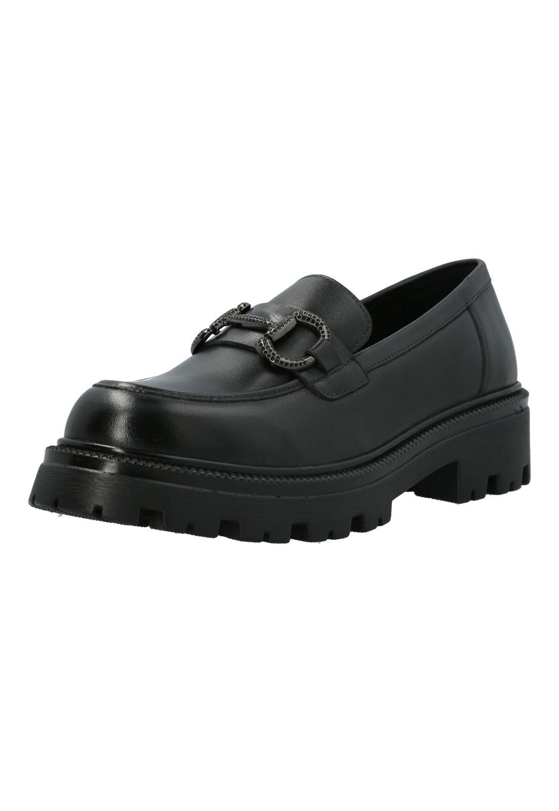 Mocasín Escolar Cuero Negra Niña Wilma-5