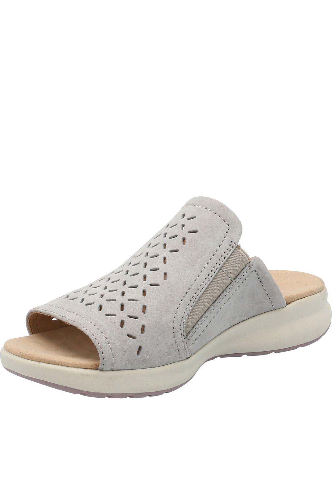 Sandalia Cuero Mujer Spinal Slide Gris-3