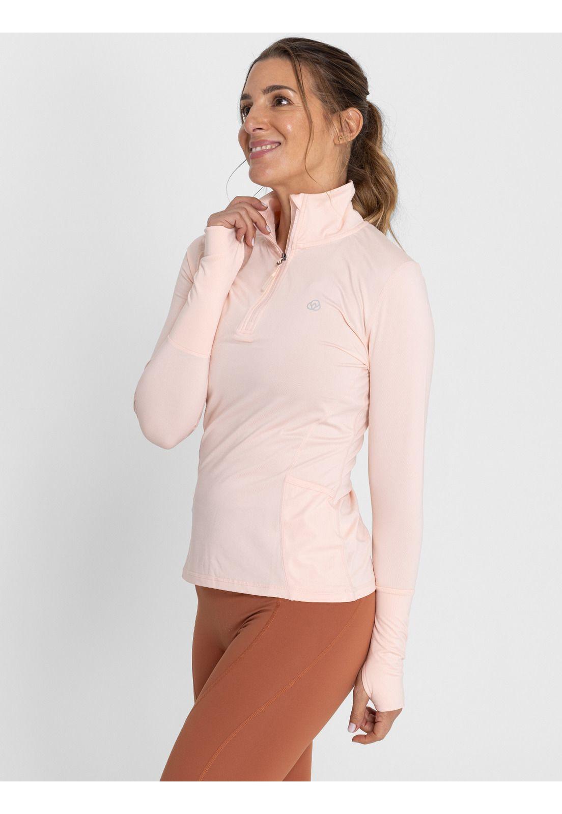 Polera Manga Larga Ls Half Zip Rosa Mujer-1