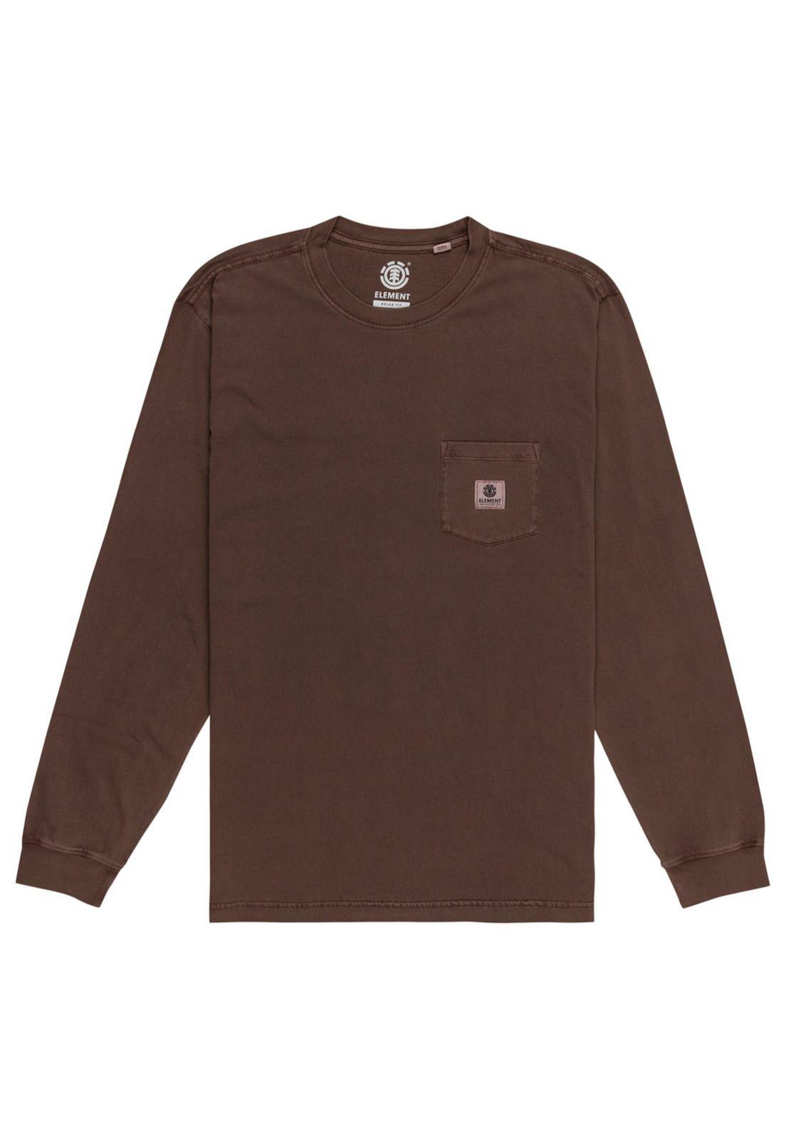 Polera Manga Larga Hombre Basic Pocket Café-0