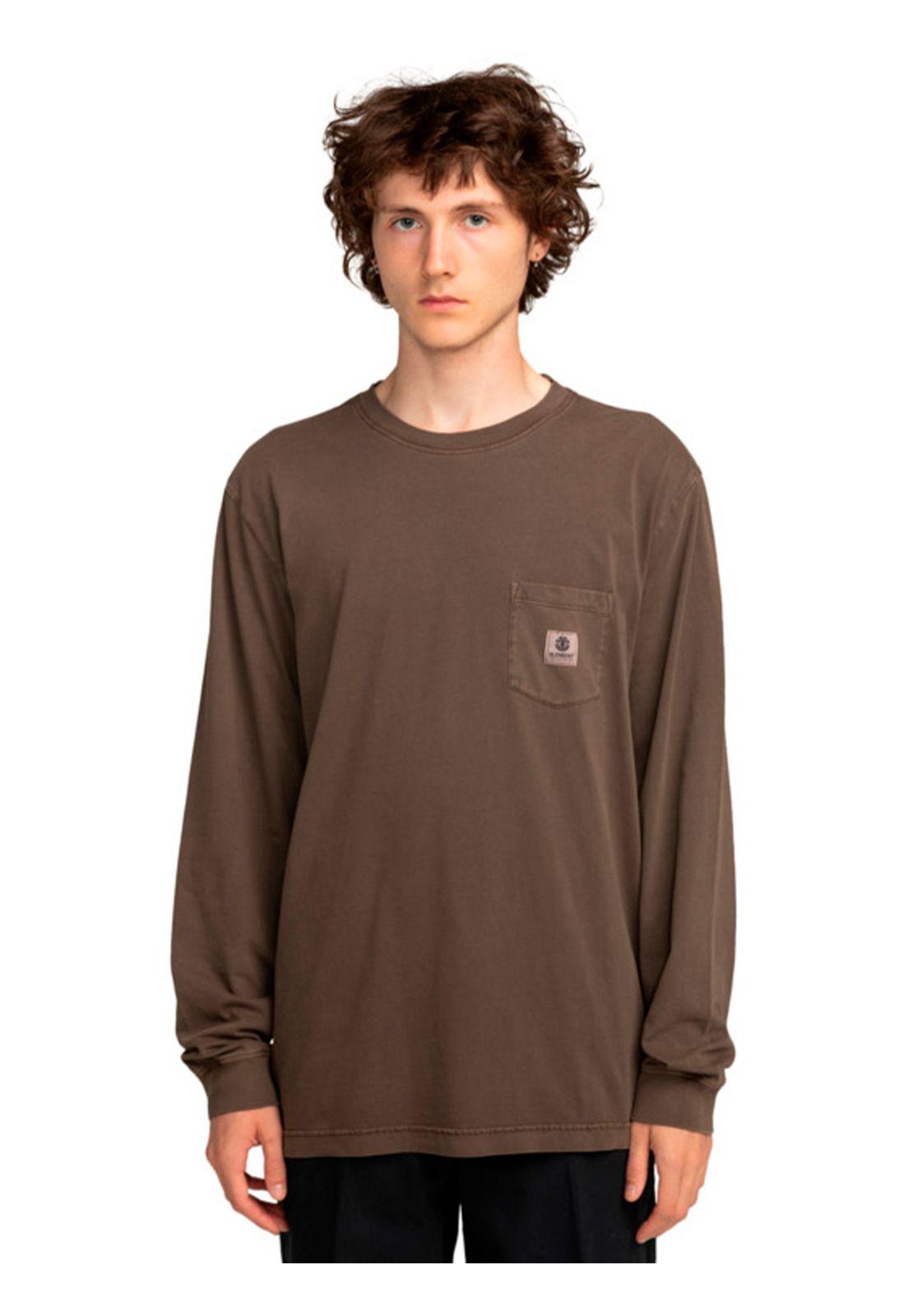 Polera Manga Larga Hombre Basic Pocket Café-1
