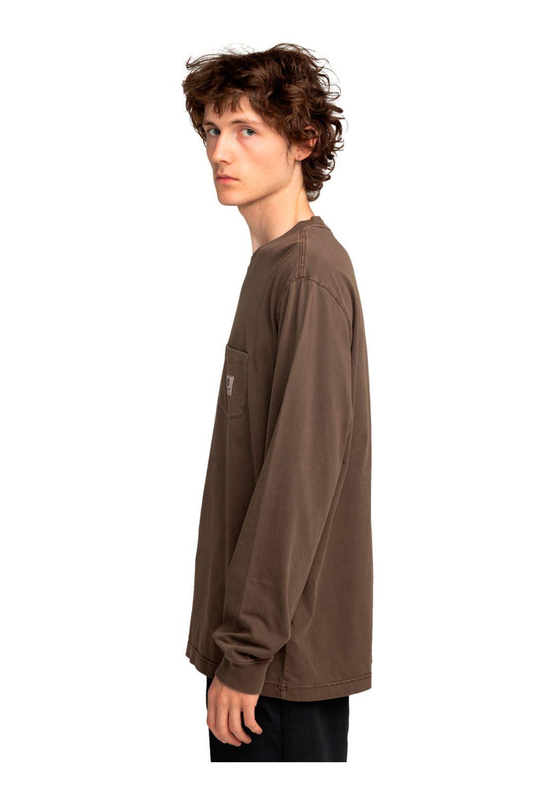 Polera Manga Larga Hombre Basic Pocket Café-3