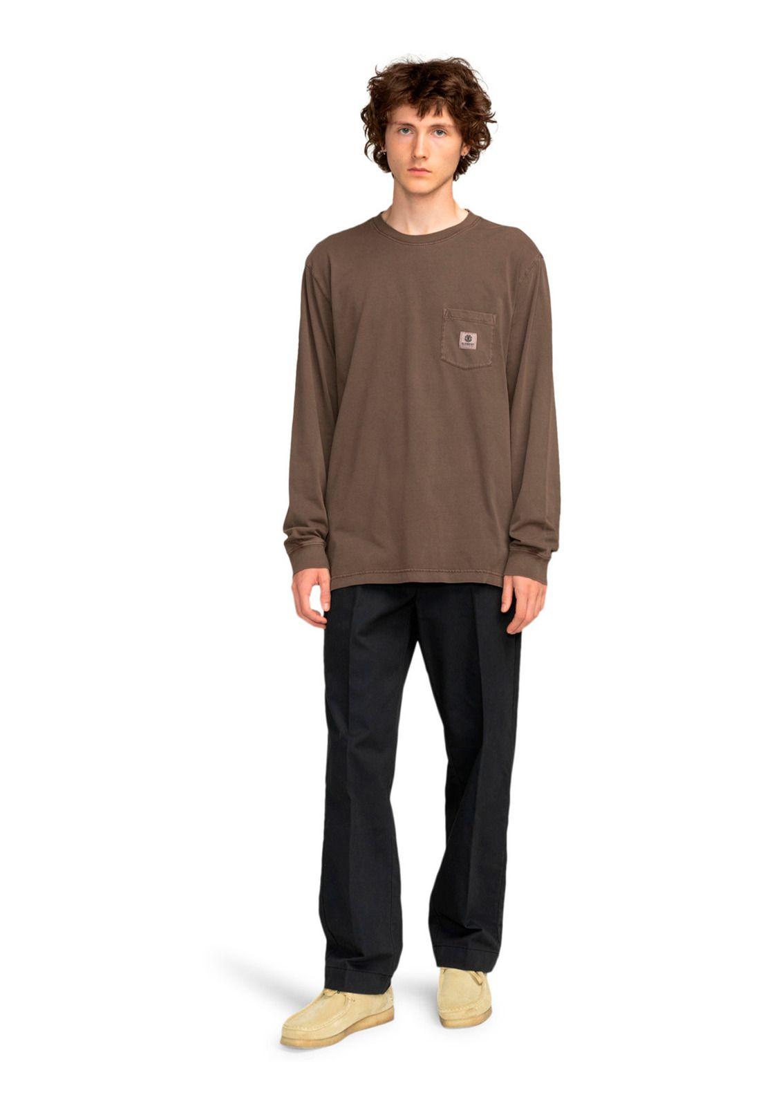Polera Manga Larga Hombre Basic Pocket Café-5