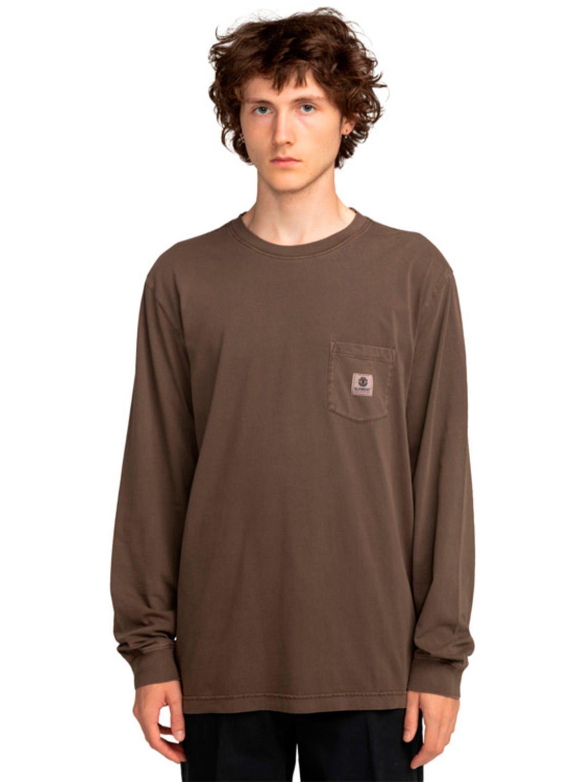 Polera Manga Larga Hombre Basic Pocket Café-1