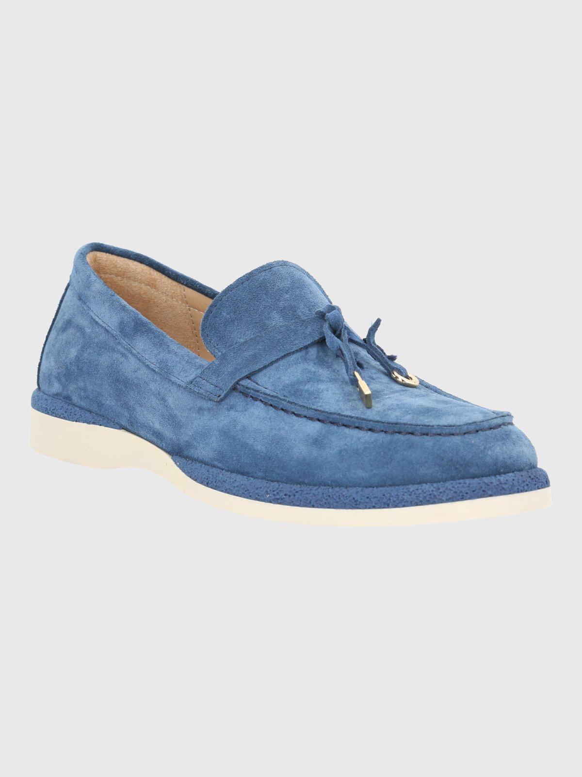 Mocasin Cuero Mujer Margott Azul-0