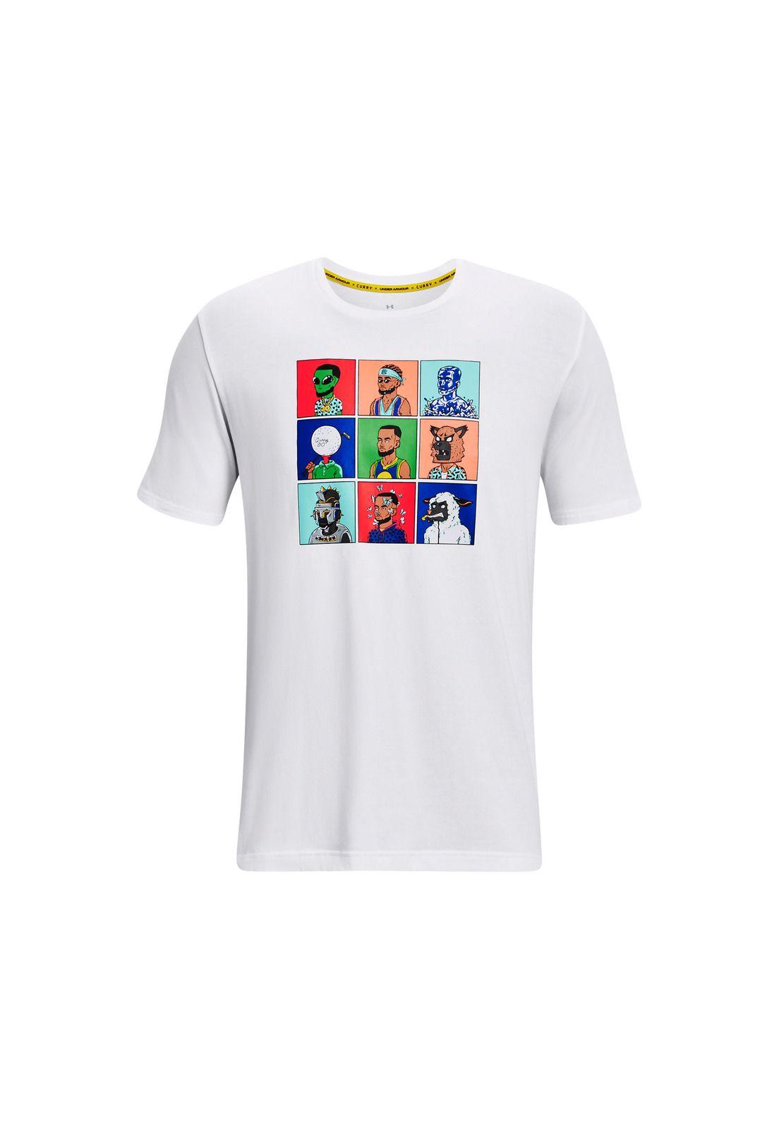 Polera manga corta Curry NFT hombre Blanco-0