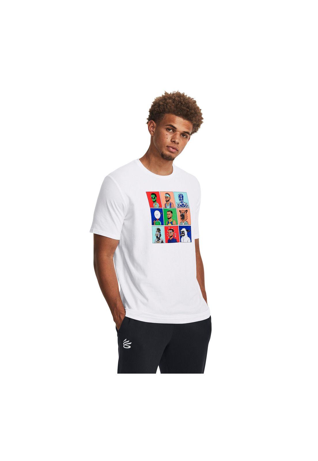 Polera manga corta Curry NFT hombre Blanco-3