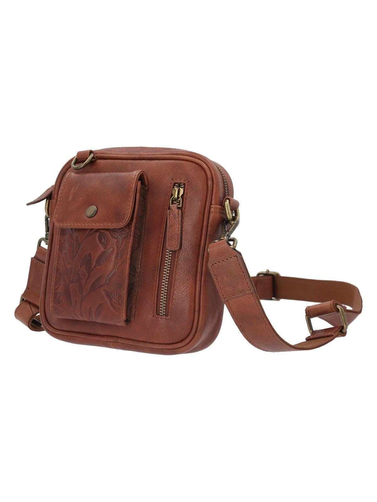 Cartera Cuero Café Aq Flower Cross Mujer-1