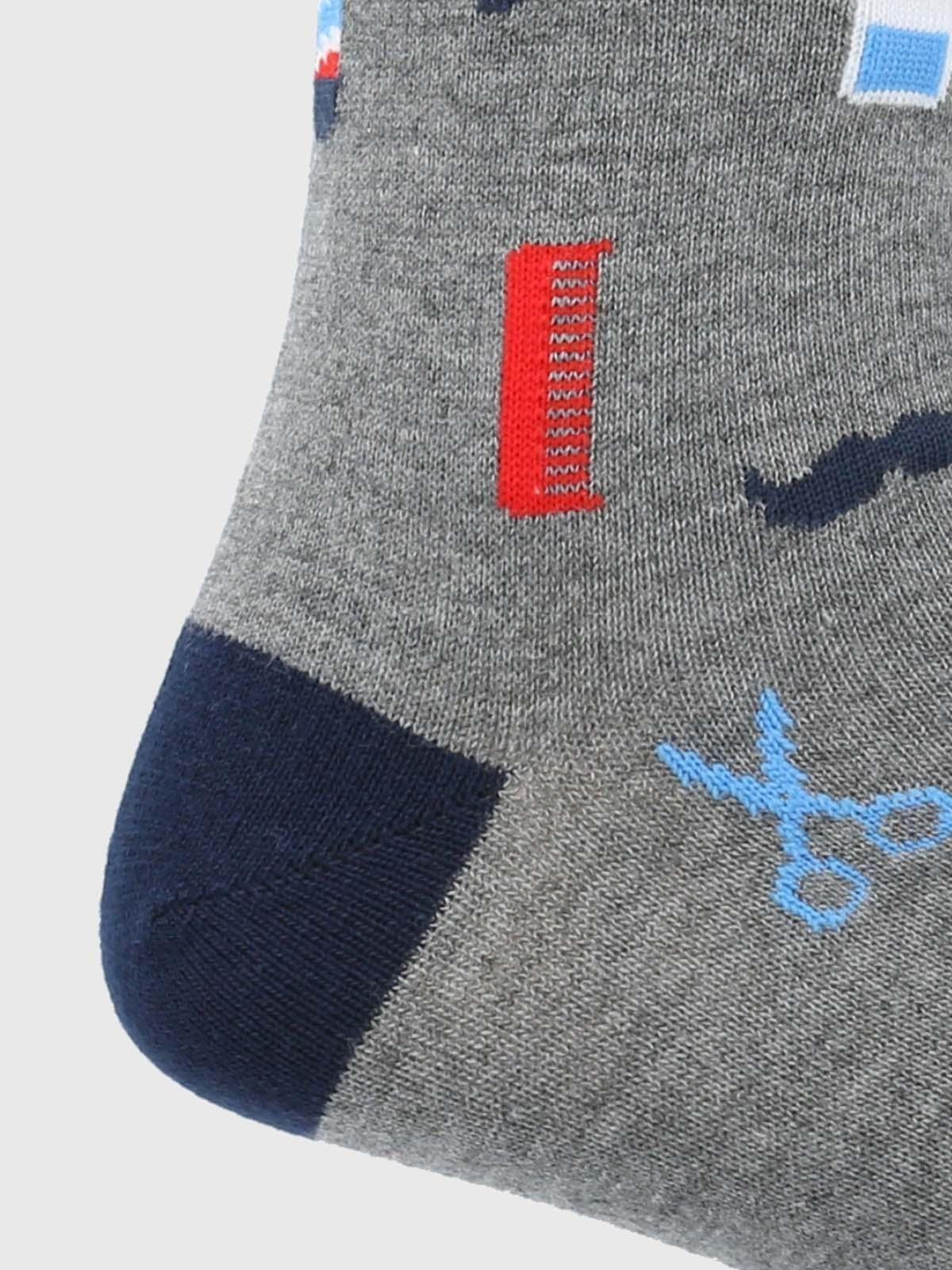 Calcetín Algodón Hombre C Cuff Barber Gris-1