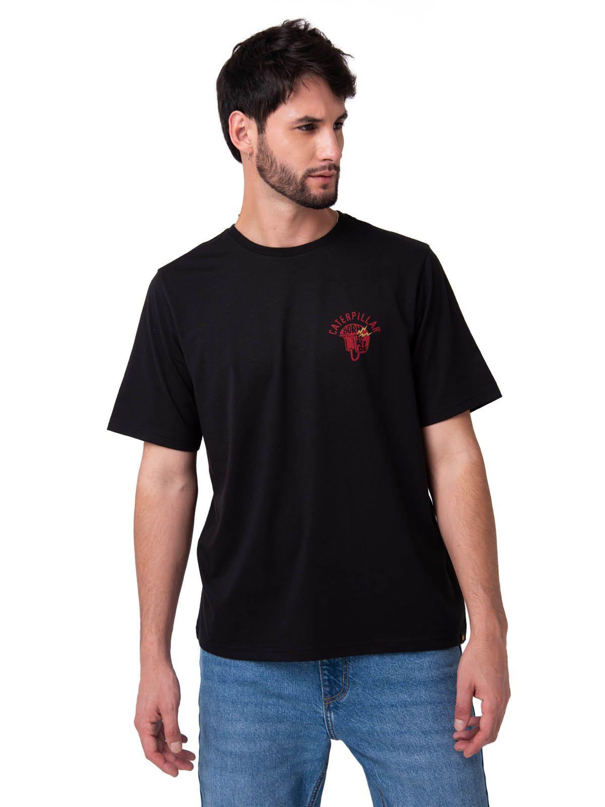 Polera Manga Corta Hombre Diseño Moto Negro-0