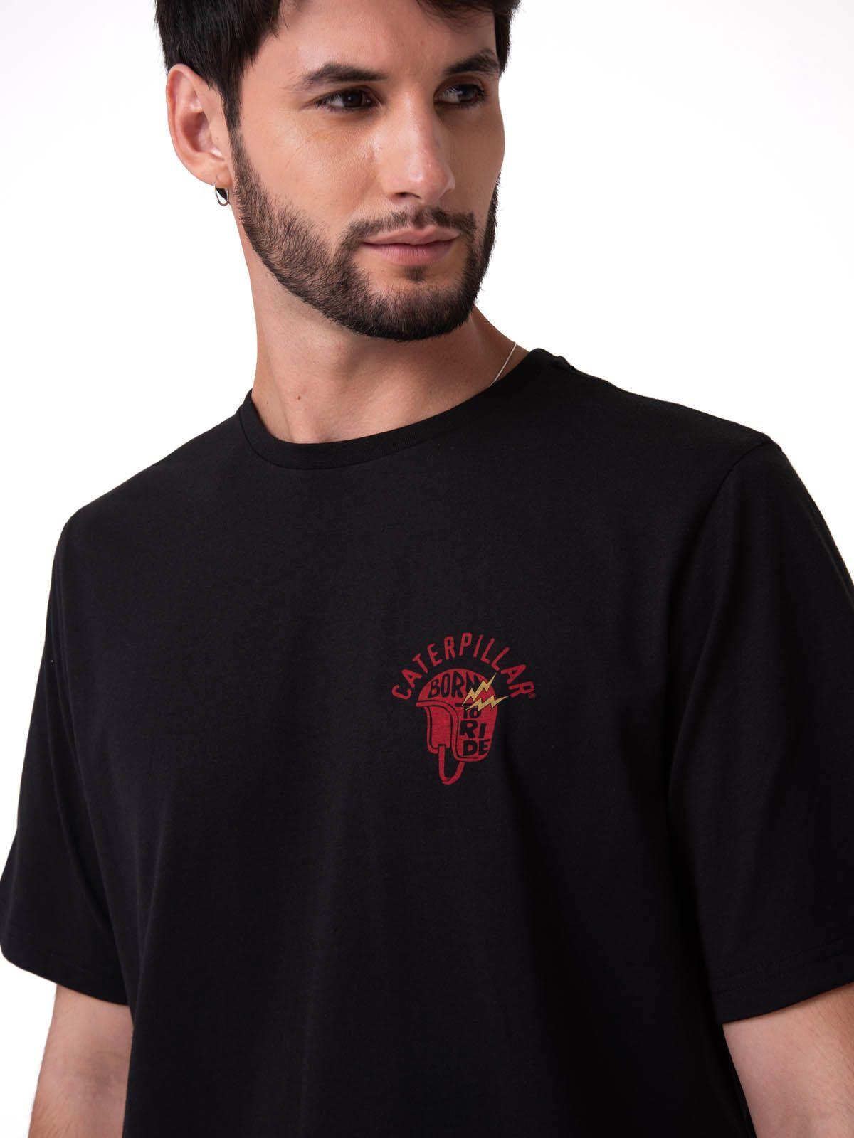 Polera Manga Corta Hombre Diseño Moto Negro-3