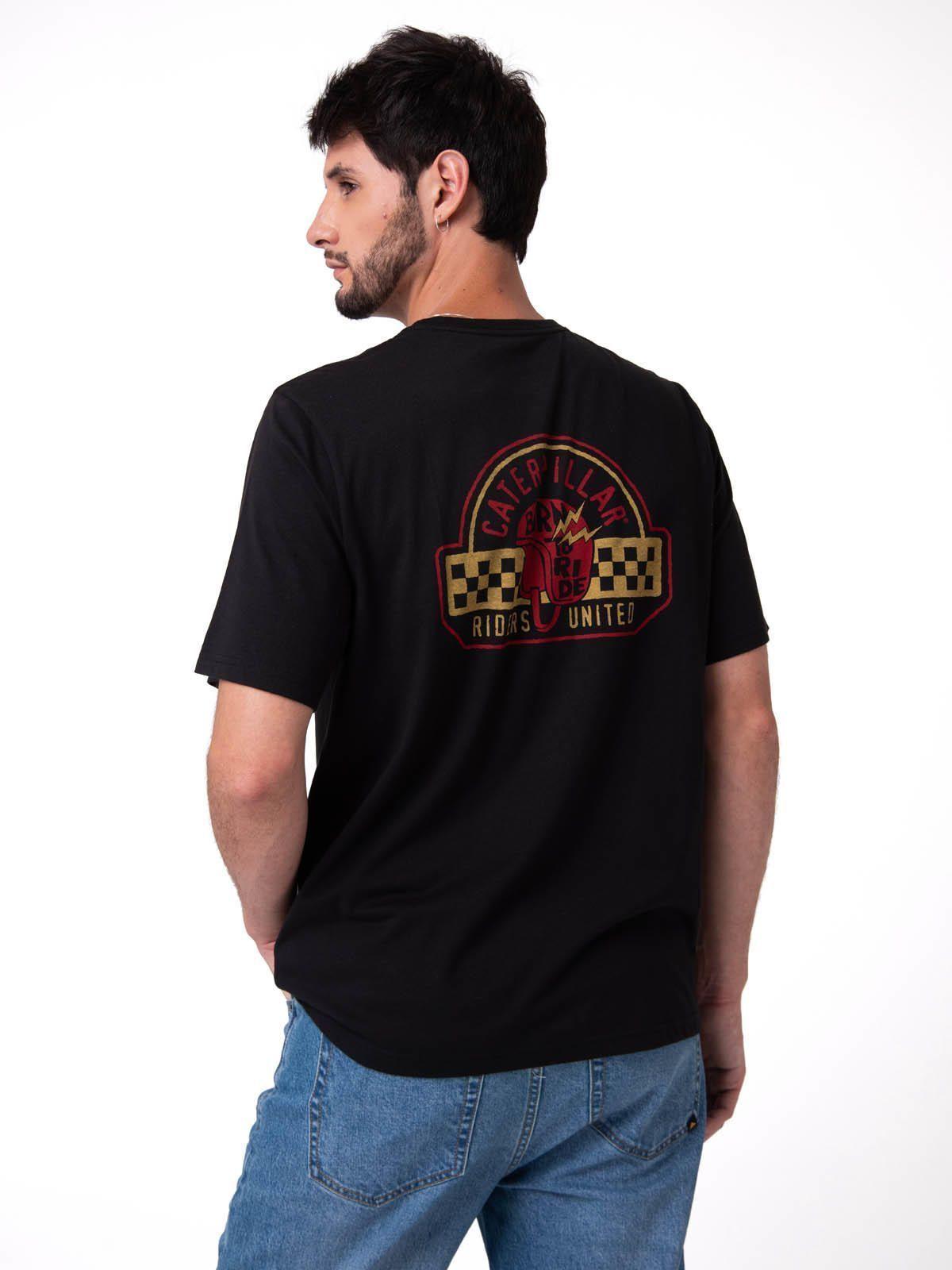 Polera Manga Corta Hombre Diseño Moto Negro-1
