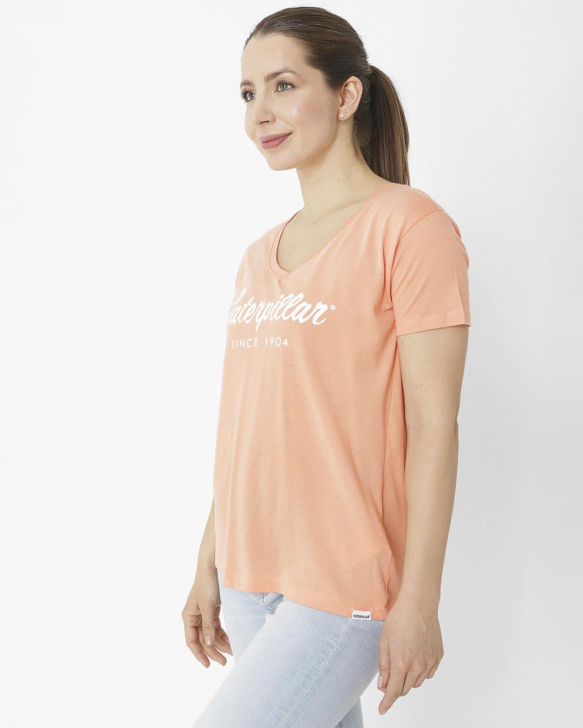 Polera M/C Script V Neck Te Blanco Mujer-3