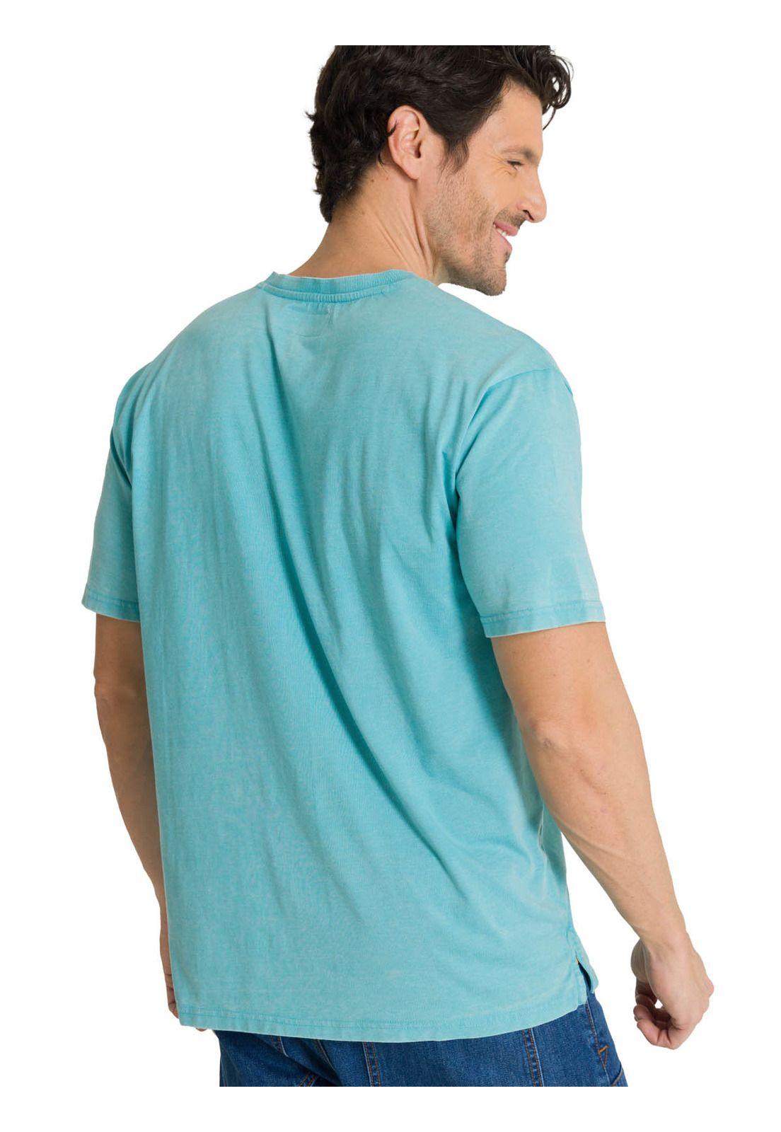 Polera Manga Corta Hombre Henley Burnout Azul Claro-3