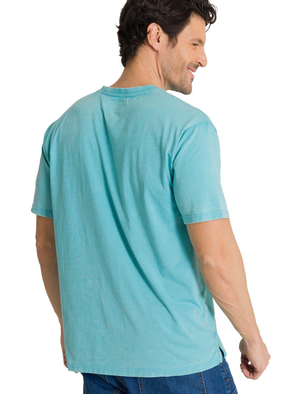 Polera Manga Corta Hombre Henley Burnout Azul Claro-3