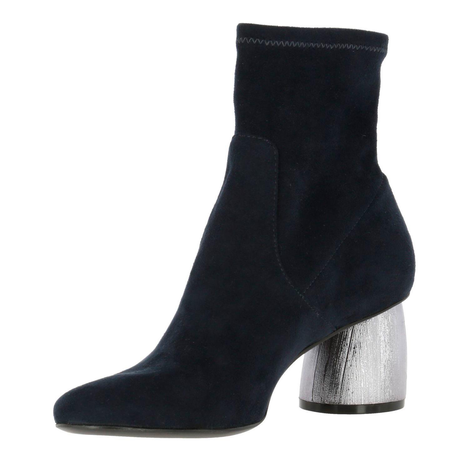 Botin Mujer Cuero Met Azul-1