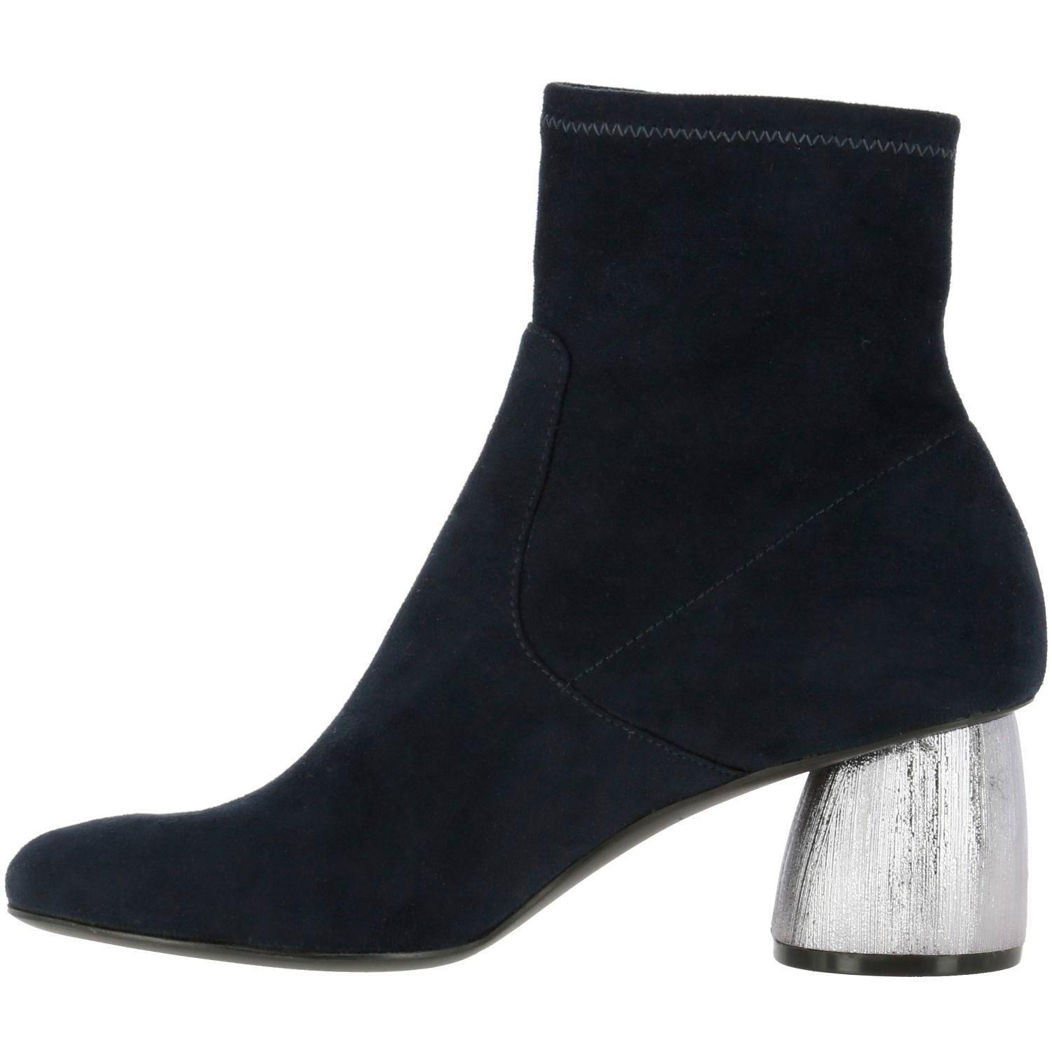 Botin Mujer Cuero Met Azul-2