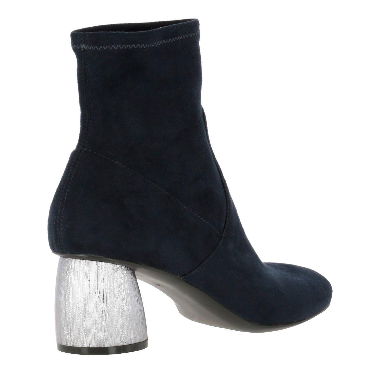 Botin Mujer Cuero Met Azul-4