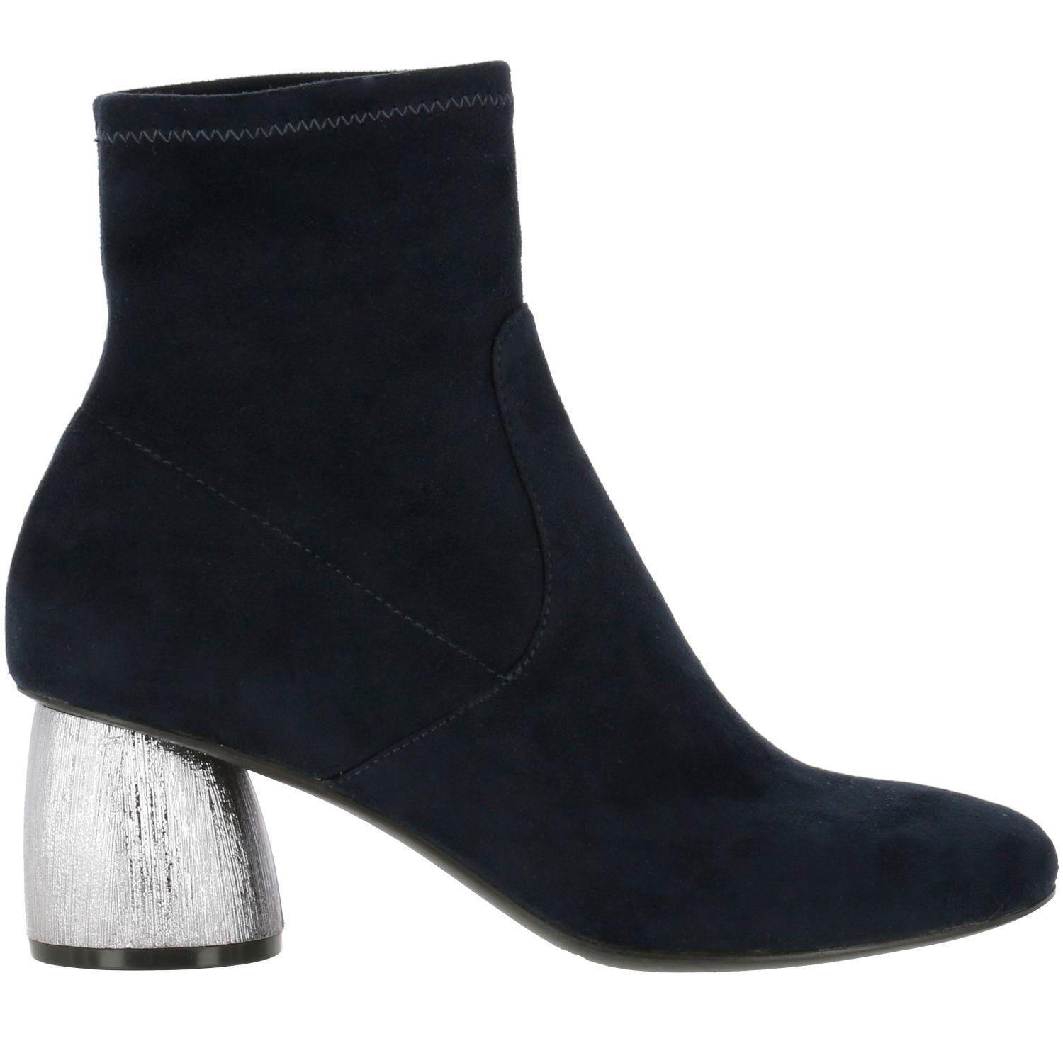 Botin Mujer Cuero Met Azul-3