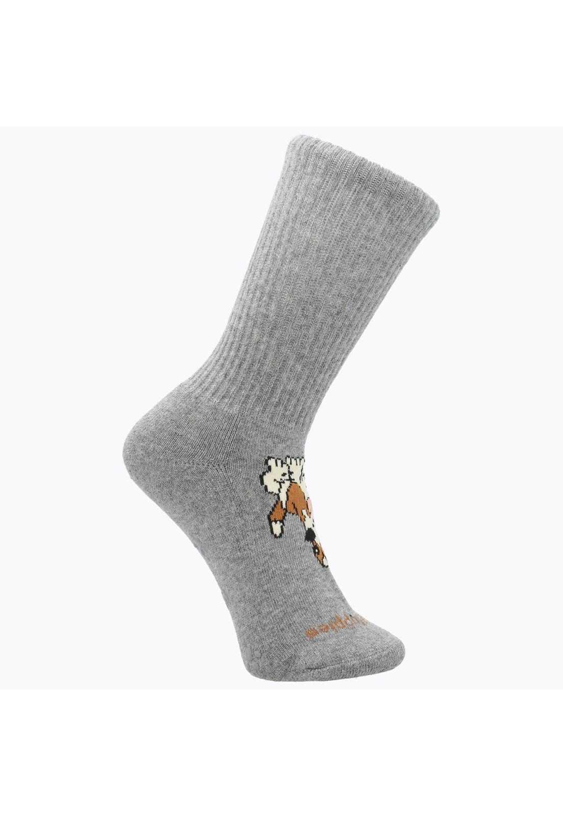 Calcetín Algodón Niño Dog Rib Gris-0