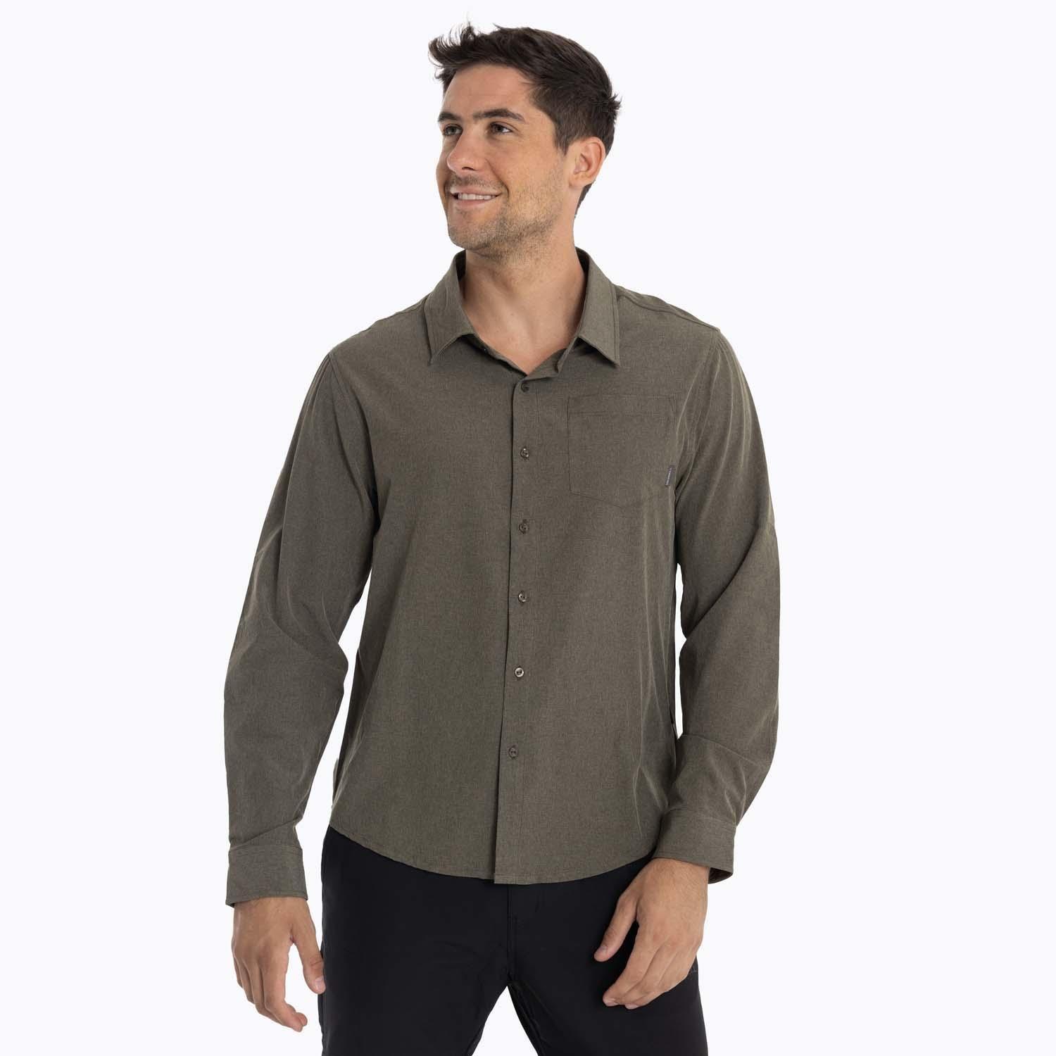 Camisa Hombre Cumberland Café Oscuro Merrell-1