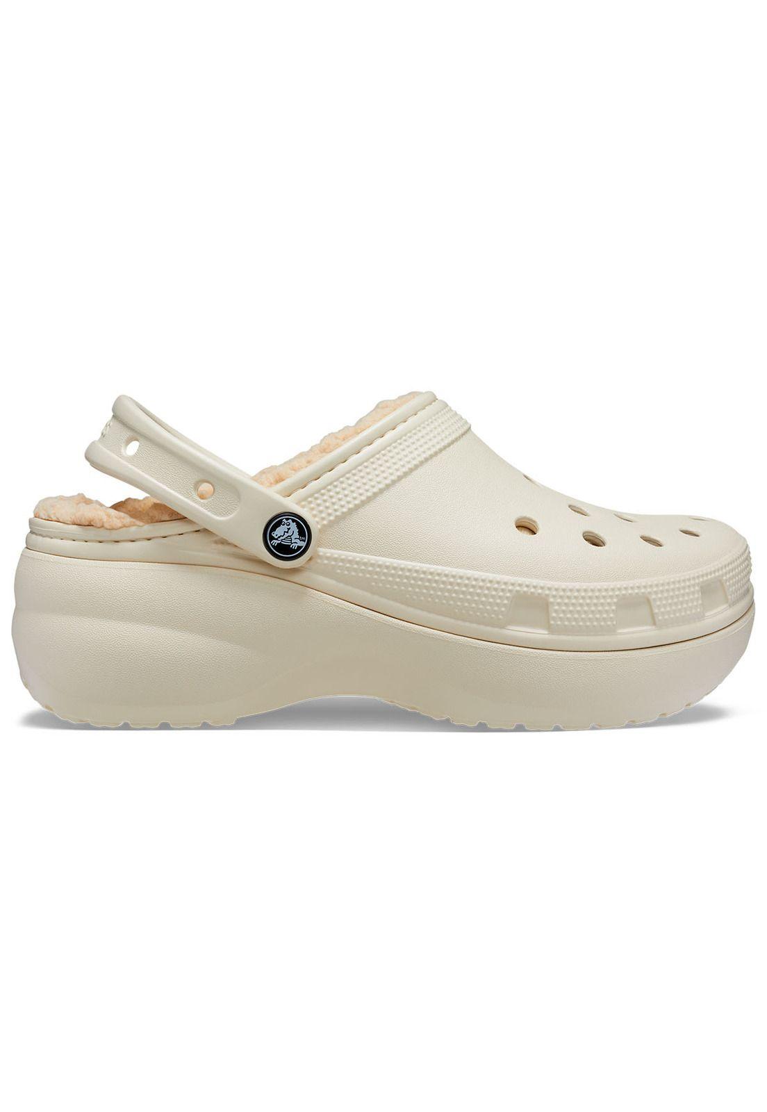 Zueco Crocs Mujer Lined Plataforma Beige-0