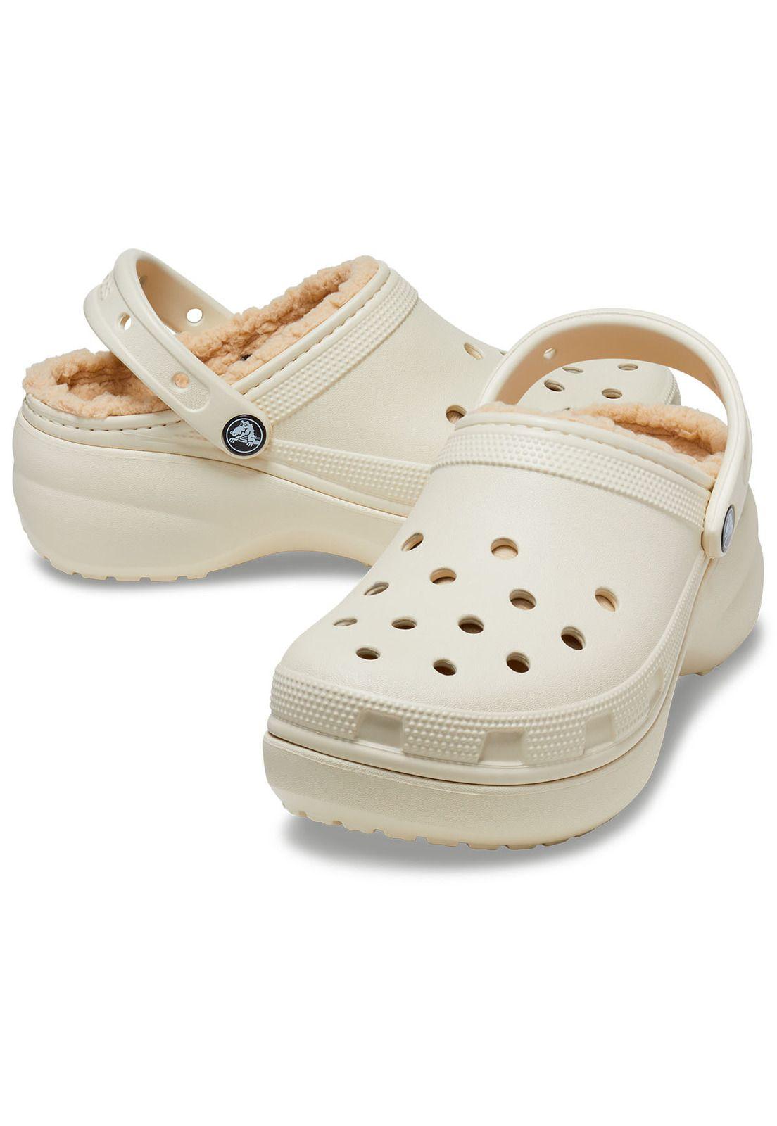 Zueco Crocs Mujer Lined Plataforma Beige-2